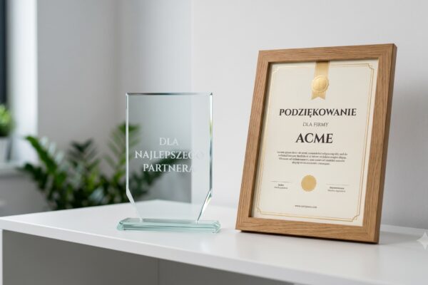 Trofea, podziękowania, dyplomy